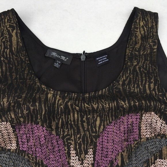 Miss Me Sequin Embellished Overlay Shift Moody Fairy Grunge Dress L NWOT - Picture 5 of 12